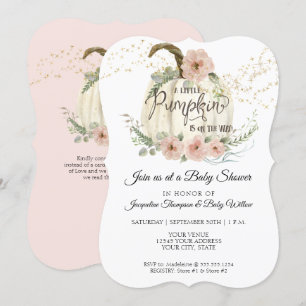 Invitation Blush Floral Roses Fall White Citrouille Baby show