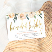 Blush Flowers Gold Brunch & Bubbly Baby Shower Mar