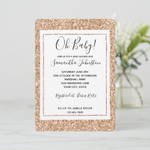 Invitation Blush Glitter Glitz Rose Gold Peach