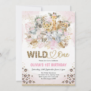Invitation Blush Gold Bohème Safari Wild One 1er Anniversaire