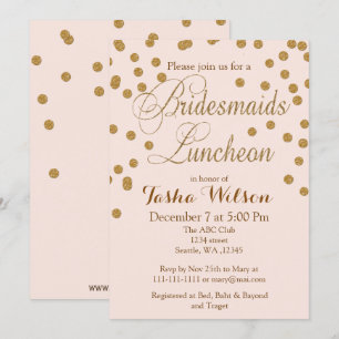 Invitation Blush Gold Parties scintillant Bridesmaids Luncheo
