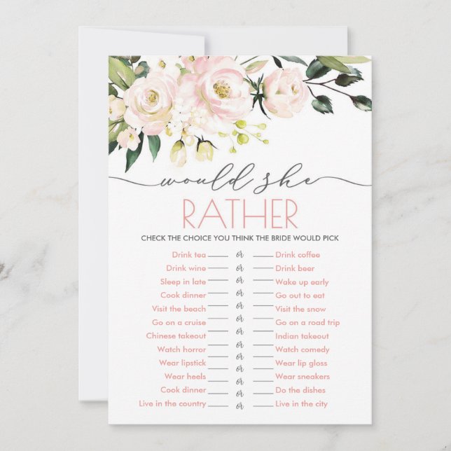 Invitation Blush Green Floral Mariage Voudrait-Elle Plaire (Devant)