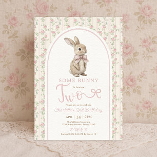 Invitation Blush lapin lapin Vintage 2e fille anniversaire