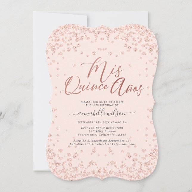 Invitation Blush Mis Quince Años Quinceañera (Devant)