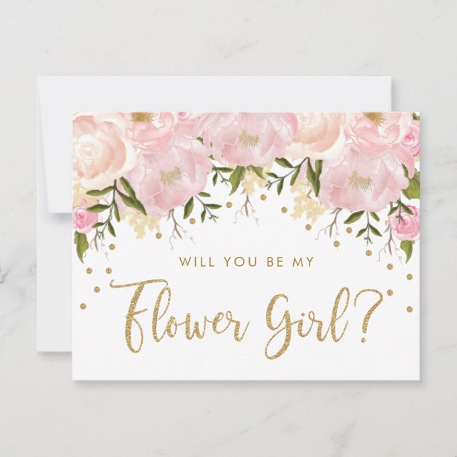 Invitation Blush Or Pastel Floral Be My Demoiselle D'Honneur (Devant)