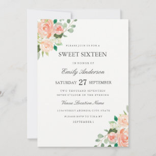 Invitation Blush Peach Aquarelle Florale pour Swee