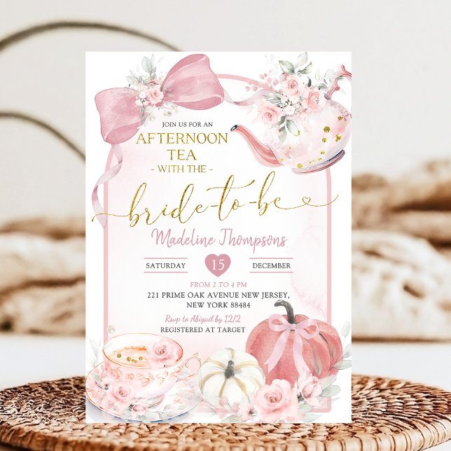 Invitation Blush Pink Afternoon Tea Party Bridal Shower (Créateur téléchargé)