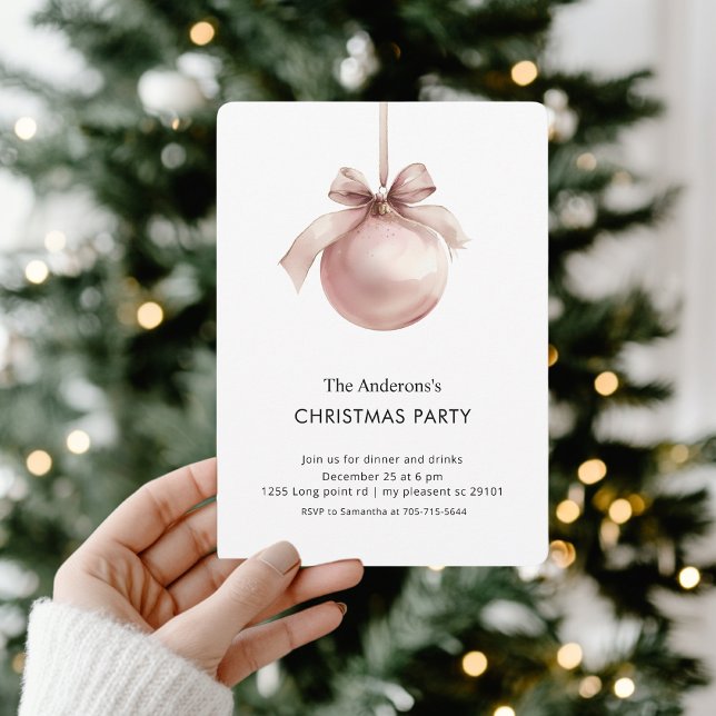 Invitation Blush Pink Christmas Ornament Party (Créateur téléchargé)
