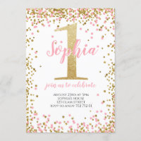 Blush Pink Confetti fille premier anniversaire or