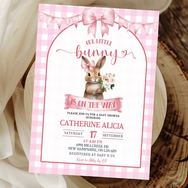 Invitation Blush Pink Coquette Little Bunny Baby Shower (Créateur téléchargé)
