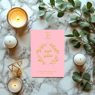 Invitation Blush Pink et Gold Diamond Enregistrer le Mariage 