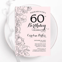 Blush Pink Floral 60e fête anniversaire