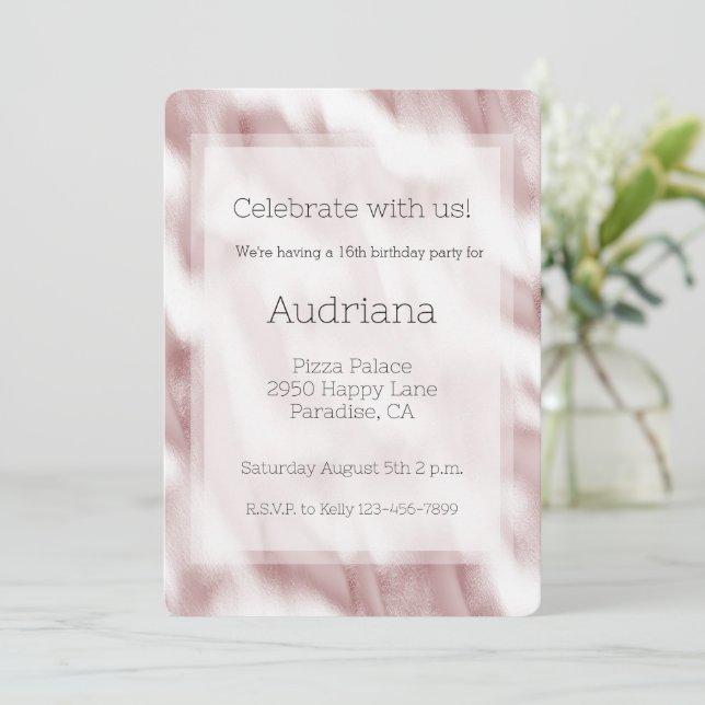 Invitation Blush Pink Glam 16e anniversaire (Debout devant)