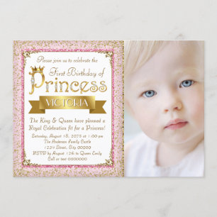 Invitation Blush Pink Gold Princess Premier anniversaire