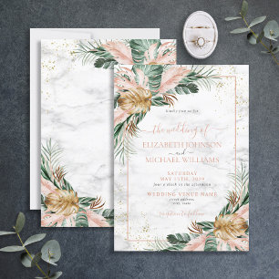 Invitation Blush Pink Gold Tropical Boho Chic Mariage