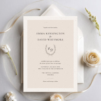 Invitation Blush Pink Laurel Wreath Mariage élégant