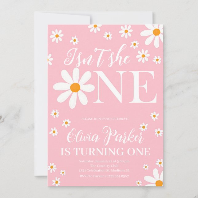 Invitation Blush Pink n’est pas elle une fleur Anniversaire (Devant)