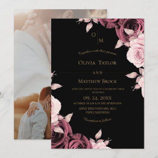 Invitation Blush Pink Rose Floral Wedding 