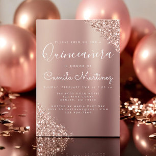 Invitation Blush Pink - Rose Gold Quinceanera Parties scintil