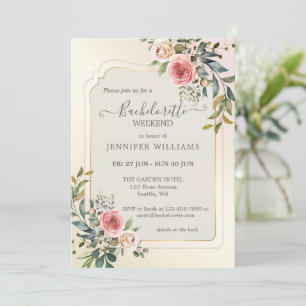 Invitation Blush Pink Roses Watercolor Bachelorette Weekend