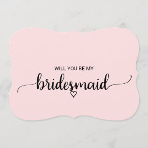 Invitation Blush Pink Simple Calligraphie Bridesmaid Proposit