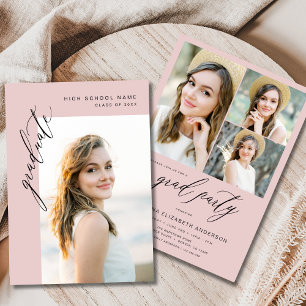 Invitation Blush Pink tendance Photo Graduation Party