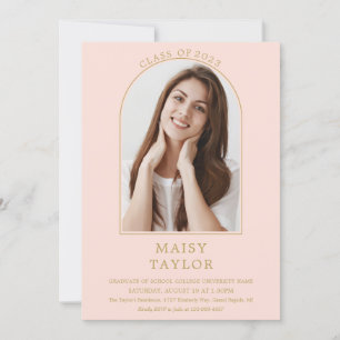 Invitation Blush Rose Chic Or Arch Photo Fête de Remise des D