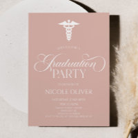 Blush rose Élégant Caduceus Médicale Graduée
