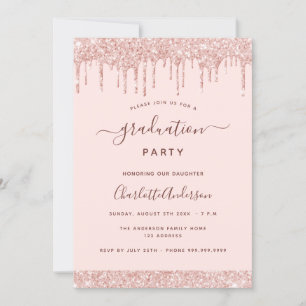 Invitation Blush rose fête de graduation rose or fille