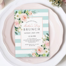 Blush Rose Floral et rayures Fête des Mères Brunch