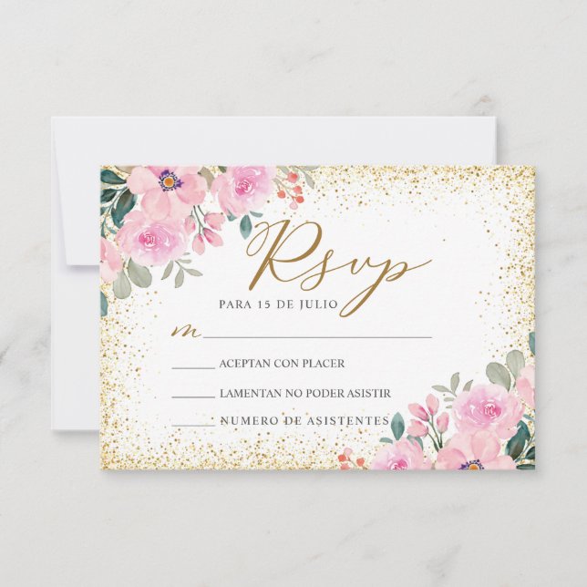 Invitation Blush rose floral Nuestra Boda Mariage RSVP (Devant)