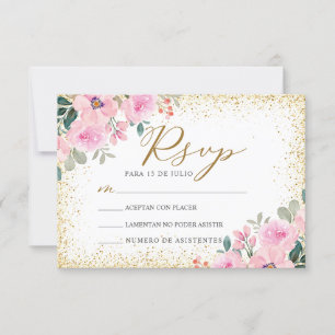 Invitation Blush rose floral Nuestra Boda Mariage RSVP