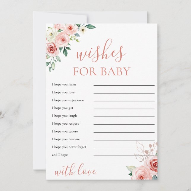 Invitation Blush Rose Floral Wives for Baby shower Card (Devant)