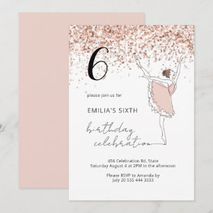 Invitation Blush Rose Gold Ballerina Ballet Dancer Anniversai