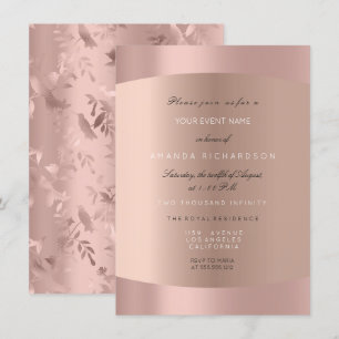 Invitation Blush Rose Gold Élégant Oiseau-Mouche Floral Forme