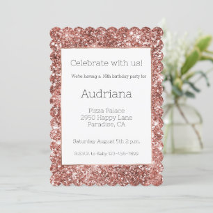 Invitation Blush Rose Gold Parties scintillant Glitz 16e anni