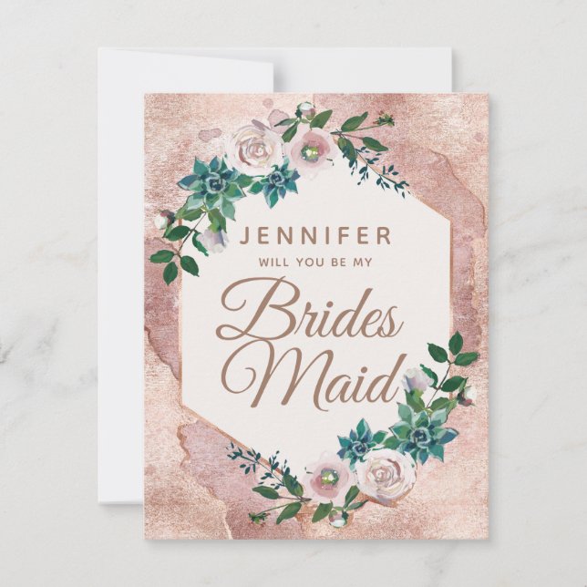 Invitation Blush Rose Gold Serez-Vous Ma Femme D'Accueil (Devant)