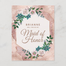 Invitation Blush Rose Gold Serez-vous ma femme d'honneur