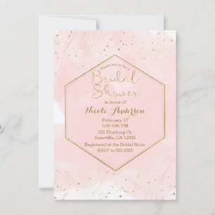 Invitation Blush rose & Gold Splatter Fête des mariées modern