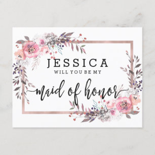 Invitation Blush & Rose Gold Vous serez ma femme d'honneur