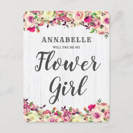 Invitation Blush Rose & Green Rose Serez-Vous Ma Fille Fleur