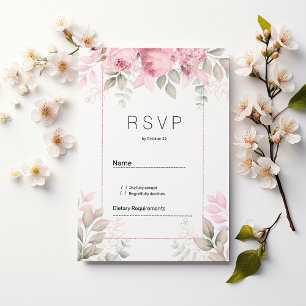Invitation Blush rose menthe blanc floral RSVP aquarelle