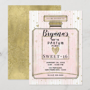 Invitation Blush Rose & Or Paris Parfum Douce Fête des 16 Ans