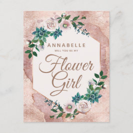 Invitation Blush Rose Or Serez-Vous Ma Fille Fleur