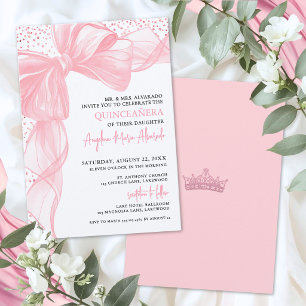 Invitation Blush Rose Pailletés Bow Quinceanera