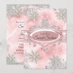 Invitation Blush Rose Princesse Hiver Merveilleux Sweet 16