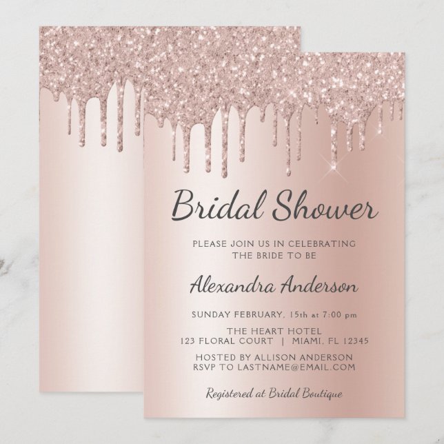 Invitation Blush Rose - Rose Gold Mariage Civil (Devant / Derrière)