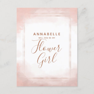 Invitation Blush Rose & Rose Gold Serez-Vous Ma Fille Fleur