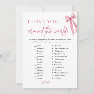 Invitation Blush Rose Ruban Je T'Aime Autour du Monde Jeu