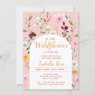 Invitation BLush rose Un Petit Baby shower Fleur sauvage
